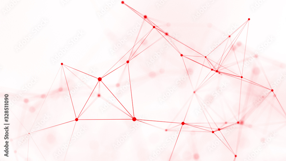 Fototapete Polygonal white background with connecting dots and lines. Network connection structure. Plexus effect. 3d rendering.