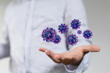 mikro digital epidemic corona virus nCoV , Novel Coronavirus 19-NCP. nCoV denoted is single-stranded RNA virus 3d.