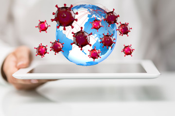 mikro digital epidemic corona virus nCoV , Novel Coronavirus 19-NCP. nCoV denoted is...