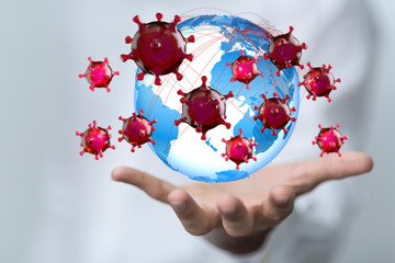 mikro digital epidemic corona virus nCoV , Novel Coronavirus 19-NCP. nCoV denoted is...