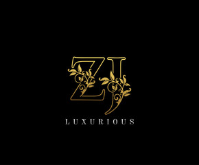 Golden Elegant letter Z, J and ZJ. Graceful royal style. Calligraphic beautiful logo. Vintage drawn emblem for book design, weeding card, brand name, business card, Restaurant, Boutique, Hotel. 