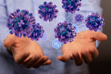 flu virus attack digital 3d  epidemic.