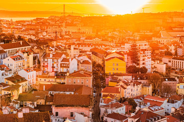 Obraz premium Colorful top view on Lisbon, Portugal