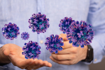 flu virus attack digital 3d  epidemic.