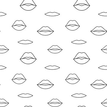 Lips seamless vector pattern. Pattern with woman's red and pink flat lips. Vector pattern for fabric, wallpapers, prints, cards and posters. Vector background with lips for wedding and Valentine's day