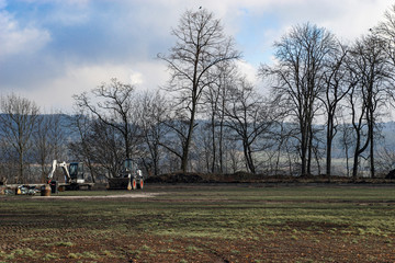 Bagger am neuen Fußballplatz - Stockheim Oberfranken