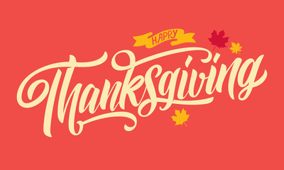 Vector illustration. Happy Thanksgiving Day typography vector design for greeting cards and poster on a textural background design template celebration.Happy Thanksgiving inscription, lettering.