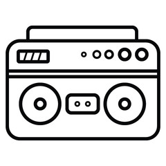 Retro vintage ghetto blaster boombox icon isolated on white