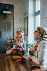 women on coffee break at cafeteria