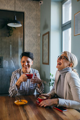 women on coffee break at cafeteria