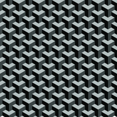 Seamless geometric isometric pattern. 3D illustration. Abstract textured black and white background. Vector illustration. EPS10