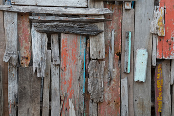 Distressed Driftwood Wall In Thailand