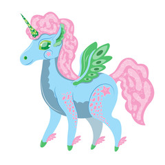 Cute mint unicorn cute smiling.