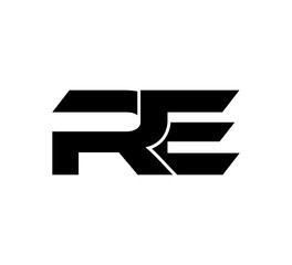 Initial 2 letter Logo Modern Simple Black RE