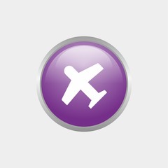 Fototapeta premium simple plane glossy icon with purple color design, circle glossy button template vector for website, advertising, print 