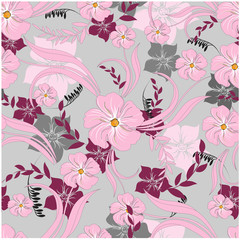 Vector spring abstract background flowers seamless pattern