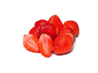 Ripe red of fresh strawberries . Isolated on a white background.