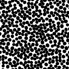 Seamless polka dot pattern hand drawn with a brush. Vector Monochrome Grunge texture of circles. Scandinavian background