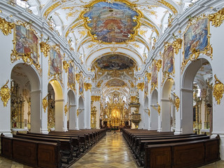 Regensburg, Germany. Interior of Collegiate Church of Our Lady of the Old Chapel. This is the...