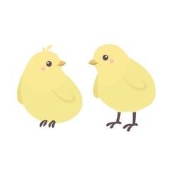 Happy easter holiday. Set of yellow chicks