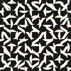 Abstract vector geometric seamless pattern with different shapes, curved lines, repeat tiles. Simple abstract black and white background. Modern minimal monochrome texture. Stylish dark repeat design