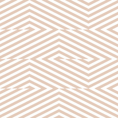 Vector geometric lines seamless pattern. Subtle modern texture with diagonal stripes, broken lines, chevron, zigzag. Simple abstract geometry. White and beige colored graphic background. Trendy design