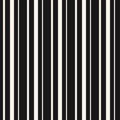 Foto op Plexiglas Verticale strepen Verticale strepen naadloze patroon. Eenvoudige vector zwart-wit lijnen textuur. Moderne abstracte zwart-wit geometrische gestreepte achtergrond. Dunne en dikke rechte banden. Herhaal ontwerp voor print, decor