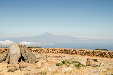 Fototapeta na wymiar Guanche Sanctuary in the summit of Garajonay mountain