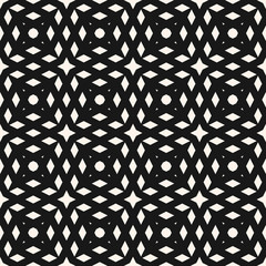 Simple vector geometric seamless pattern with crossing diagonal lines, grid, net, mesh, lattice. Abstract black and white texture. Minimal monochrome background. Repeat design for fabric, print, cloth