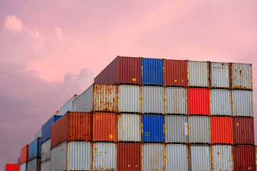 Fototapeta premium Container stack for packing goods For morning import and export