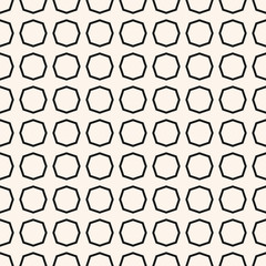Abstract vector geometric seamless pattern. Simple black and white texture with diamond shapes, octagons, grid, mesh. Abstract minimal ornament. Simple monochrome background. Repeat decorative design