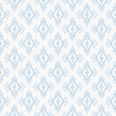 Fototapeta premium Diamonds seamless pattern. Vector geometric texture with small diamond shapes, linear rhombuses. Abstract graphic ornament in light blue and white color. Elegant minimal background. Repeat geo design