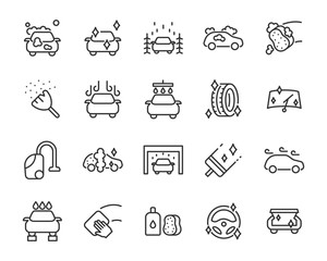 set of auto care icons, car wash service