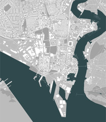 map of the city of Southampton, Hampshire, South East England, England, UK
