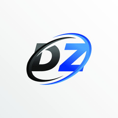Initial Letters DZ Logo with Circle Swoosh Element