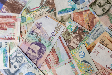Background of an old banknotes collection series, out of circulation