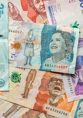 background colombian banknotes collection