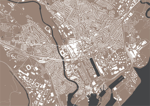 Map Of The City Of Cardiff, South Glamorgan, Wales ,UK