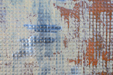 Corroded rusty and painted metal background