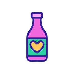 bottle and heart icon vector. Thin line sign. Isolated contour symbol illustration