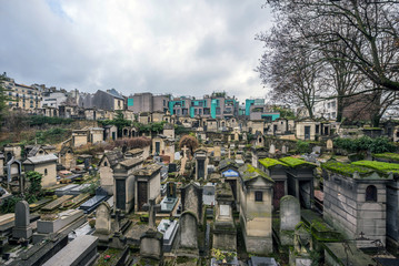 View to Montmartre cemetery, Paris, France