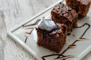 Slices of chocolate cake