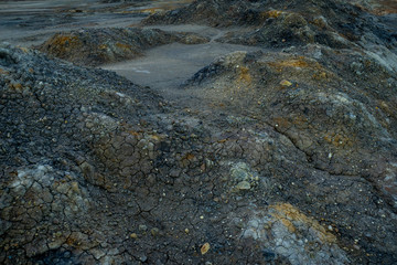 Lava Landscape from abone on Big Island (Hawaii). Closed Streets full of Lava.
