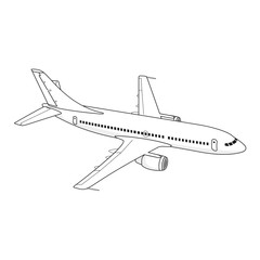 Fototapeta na wymiar Flying passenger plane on a white background