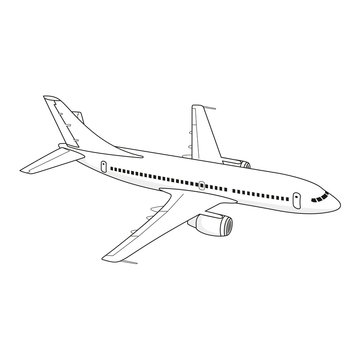 recommend clip art: Flying passenger plane on a white background