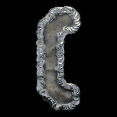 Industrial metal symbol left parentheses on black background 3d