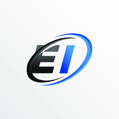 Initial Letters EI Logo with Circle Swoosh Element