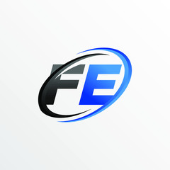 Initial Letters FE Logo with Circle Swoosh Element