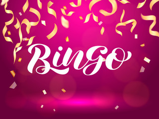 Vector stock illustration. Bingo brush lettering for banner or card.