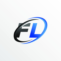 Initial Letters FL Logo with Circle Swoosh Element